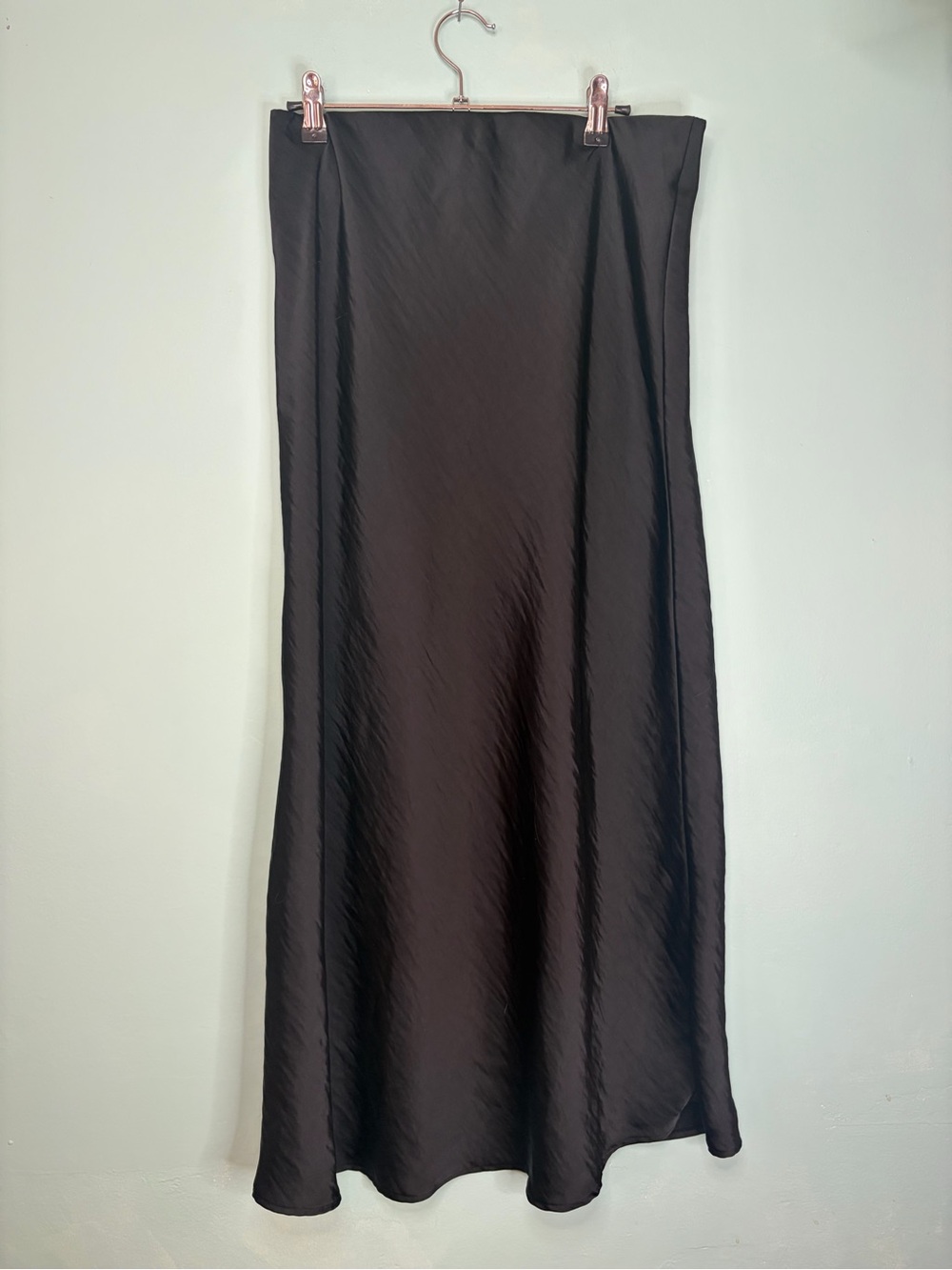 Black Satin Maxi Slip Skirt